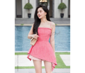 Pink Tweed Asymmetric Dress