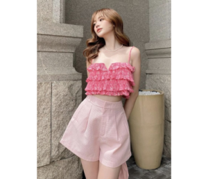 Blush Ruffle Crop Top & Soft Check Shorts Set