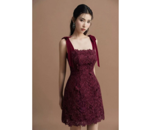 Burgundy Lace Elegance Mini Dress